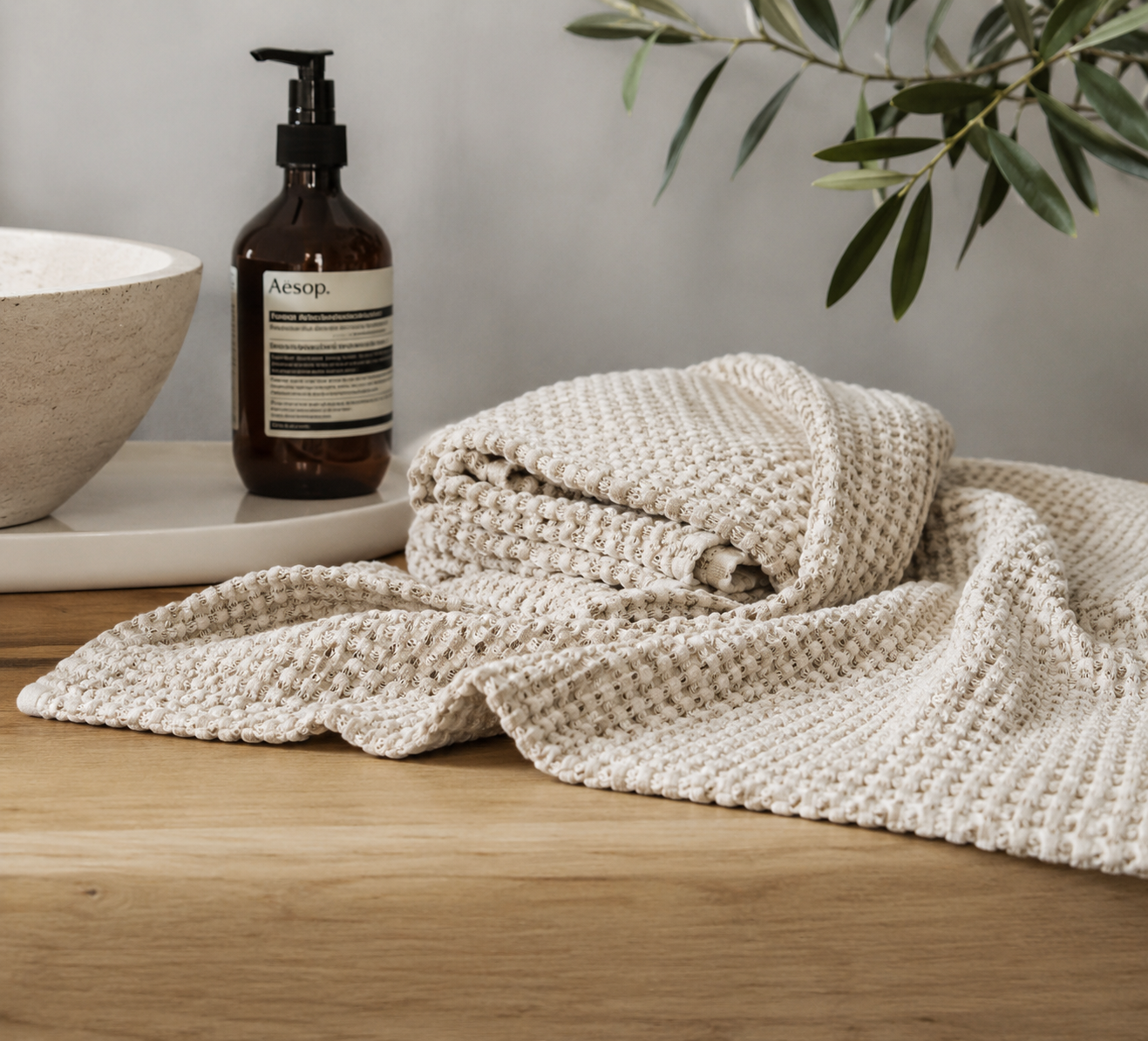 MODERNISM | Waffle Knit Hand Towel Set Of 2 - 100% Cotton - 70 x 50cm