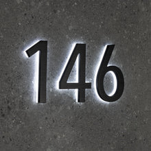 Charger l'image dans la galerie, LUMO Lighting Technology | Illuminated Backlit LED Address Number 5" (Outdoor) - Black/Brushed Aluminum