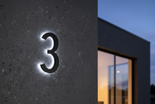 Charger l'image dans la galerie, LUMO Lighting Technology | Illuminated Backlit LED Address Number 5" (Outdoor) - Black/Brushed Aluminum