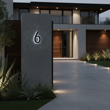 Charger l'image dans la galerie, LUMO Lighting Technology | Illuminated Backlit LED Address Number 5" (Outdoor) - Black/Brushed Aluminum
