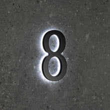 Charger l'image dans la galerie, LUMO Lighting Technology | Illuminated Backlit LED Address Number 5" (Outdoor) - Black/Brushed Aluminum
