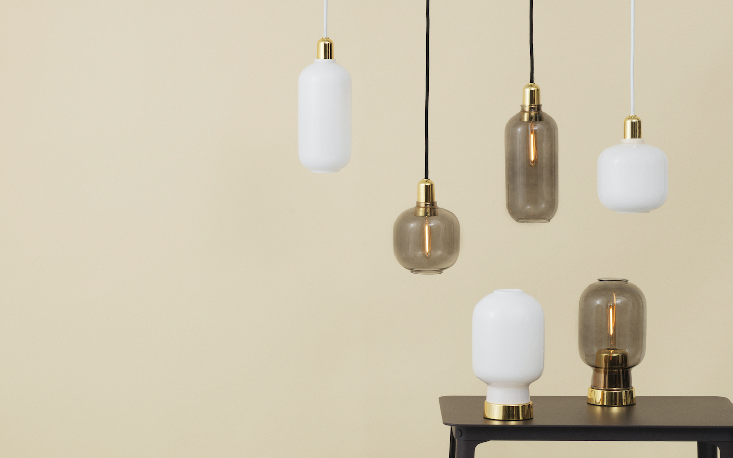 NORMANN COPENHAGEN | Amp Pendant Lamp White/Brass (Multiple Sizes)