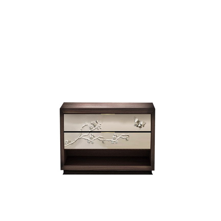 THOMAS AND GEORGE FURNITURE | Nuovo Kommode mit 2 Schubladen und Blütenleder