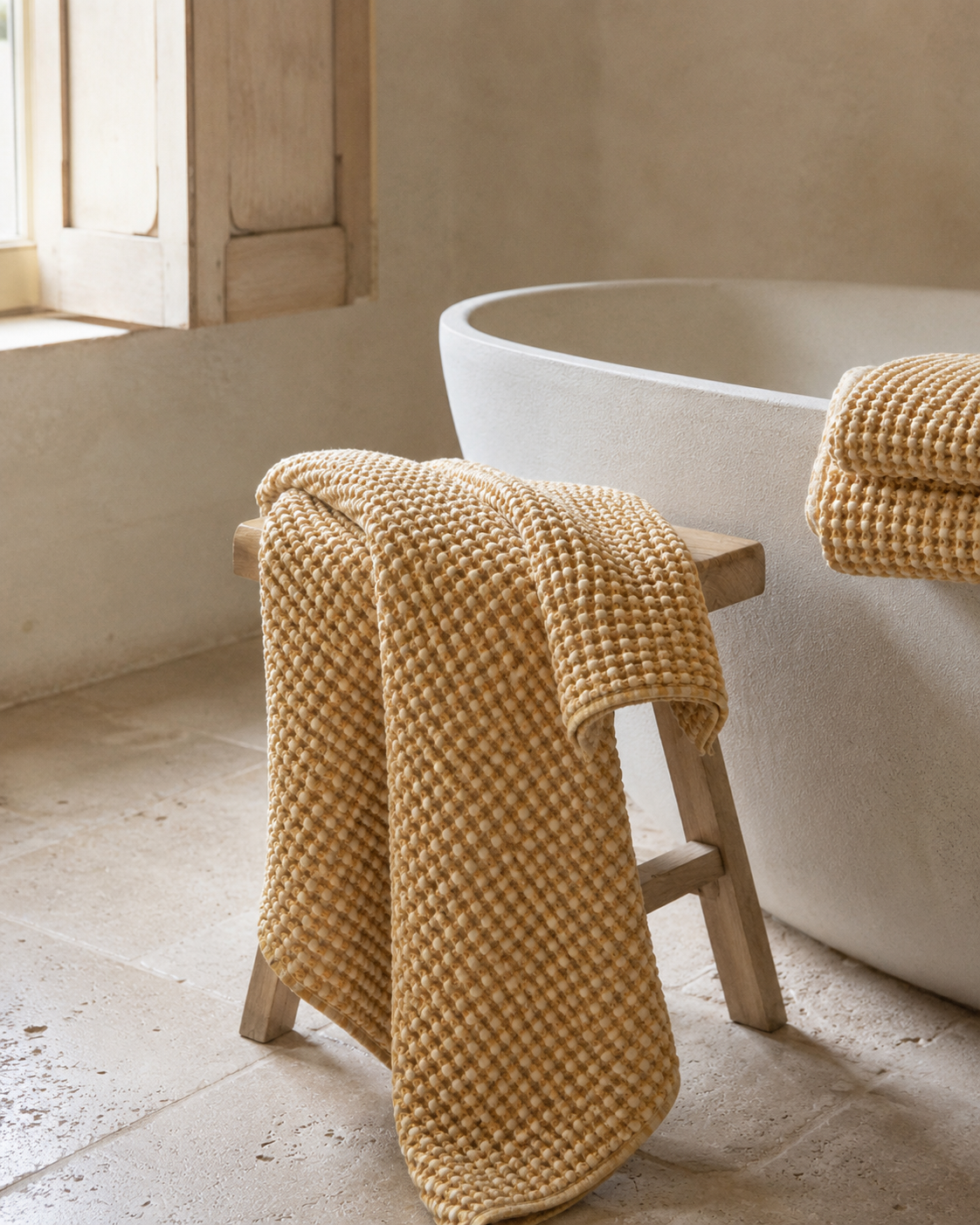 MODERNISM | Waffle Knit Bath Towel - 100% Cotton -  70 x 140cm
