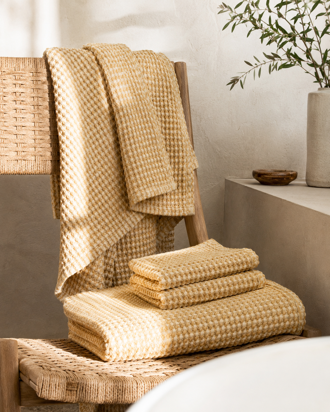 MODERNISM | Waffle Knit Bath Towel - 100% Cotton -  70 x 140cm