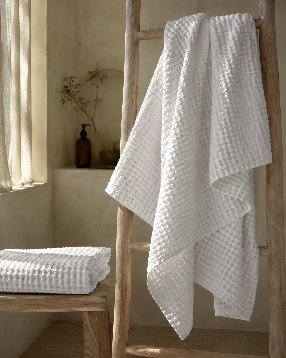 MODERNISM | Waffle Knit Bath Towel - 100% Cotton -  70 x 140cm