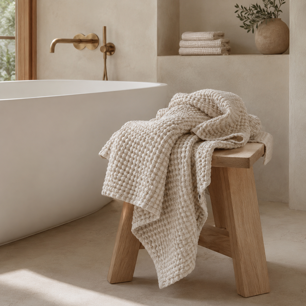MODERNISM | Waffle Knit Bath Towel - 100% Cotton -  70 x 140cm