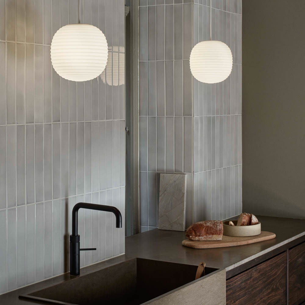 NEW WORKS | Lantern Pendant - Frosted White Opal Glass - Small