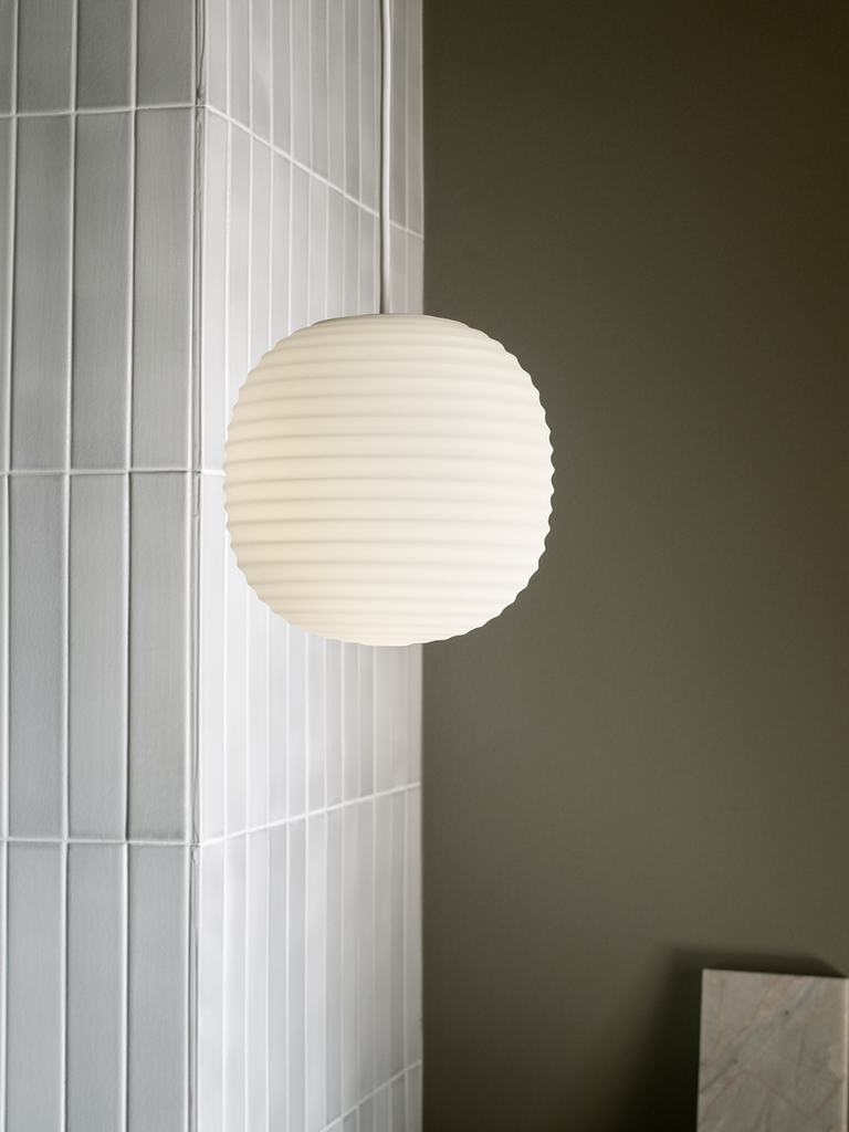 NEW WORKS | Lantern Pendant - Frosted White Opal Glass - Large