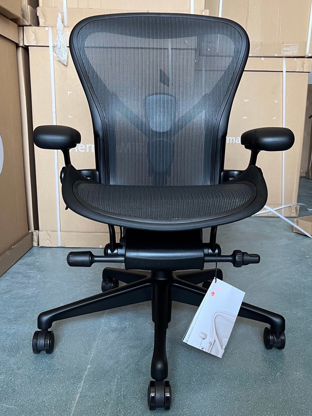 Herman Miller | Aeron Chair With Onyx Frame With Onyx Ultra Matte Finish Aluminum Base
