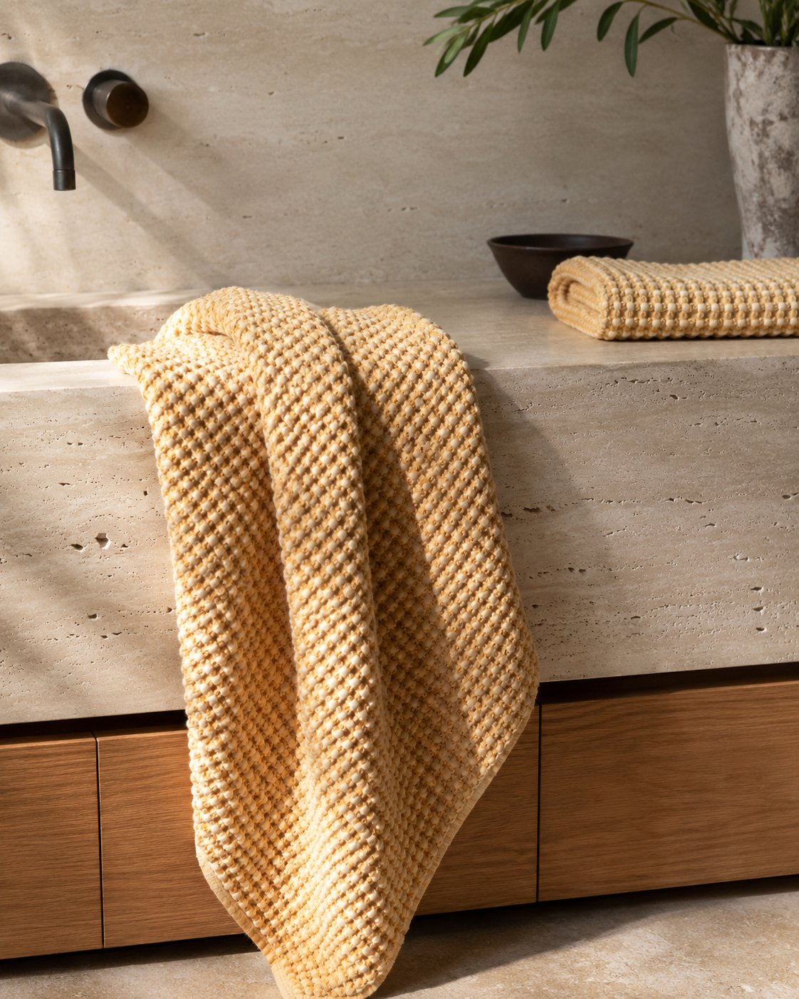 MODERNISM | Waffle Knit Bath Towel - 100% Cotton -  70 x 140cm
