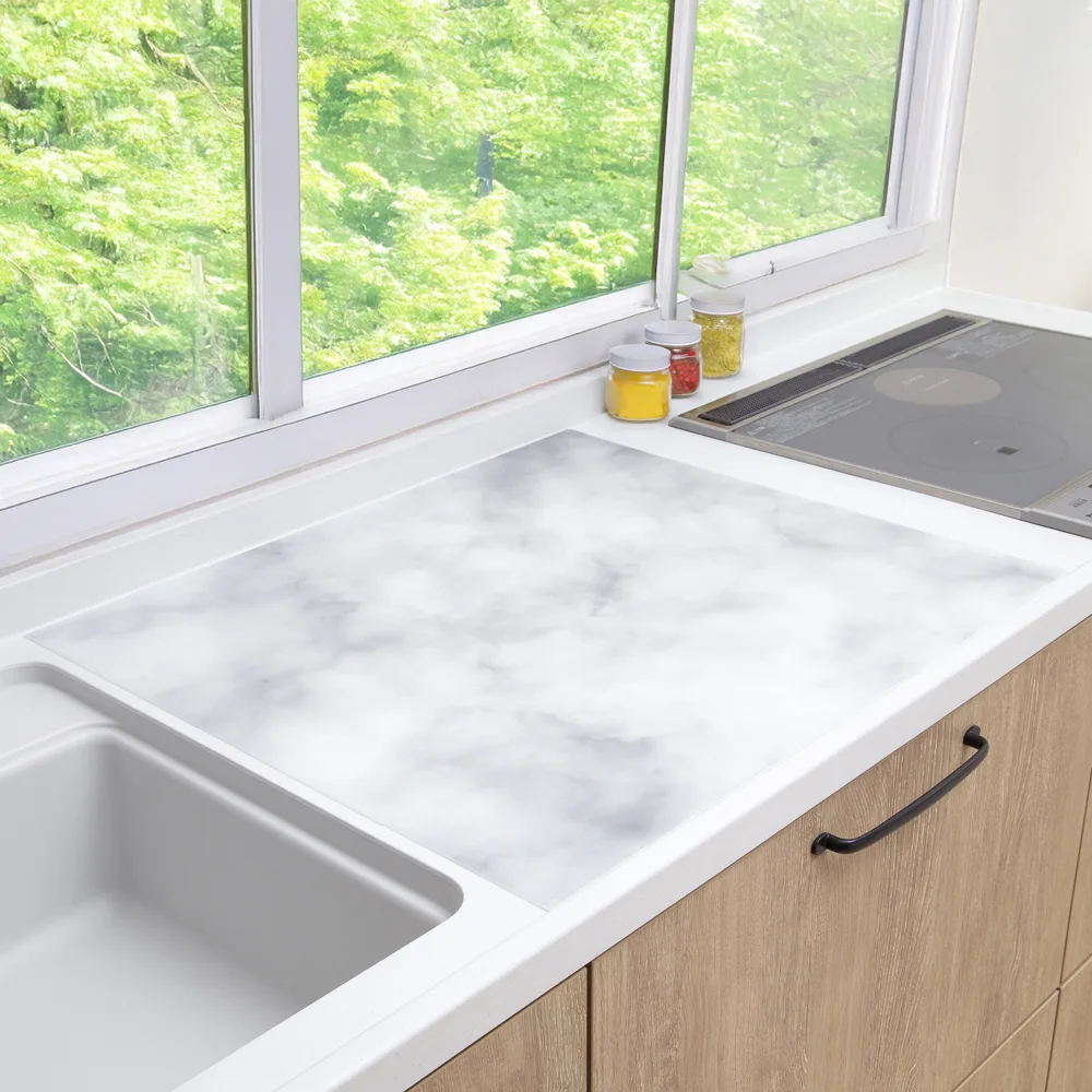 MR & MRS DESIGNER | White Marble Pattern Kitchen Countertop Silicone Mat 60x90cm