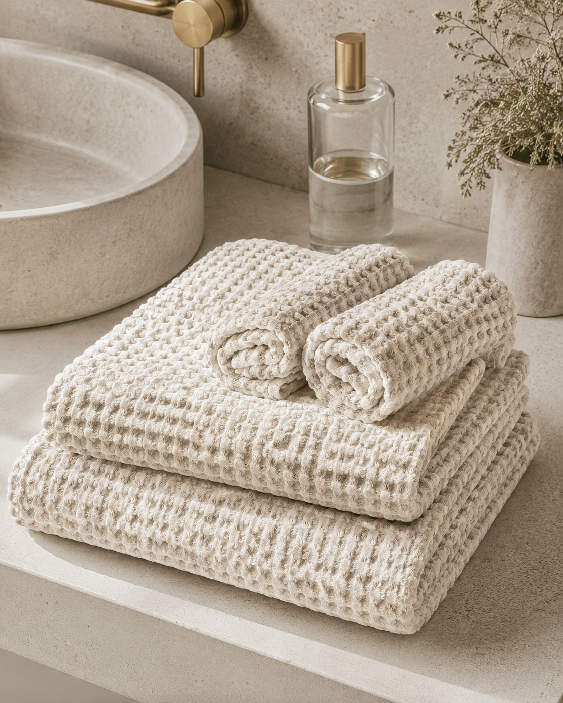 MODERNISM | Waffle Knit Bath Towel - 100% Cotton -  70 x 140cm
