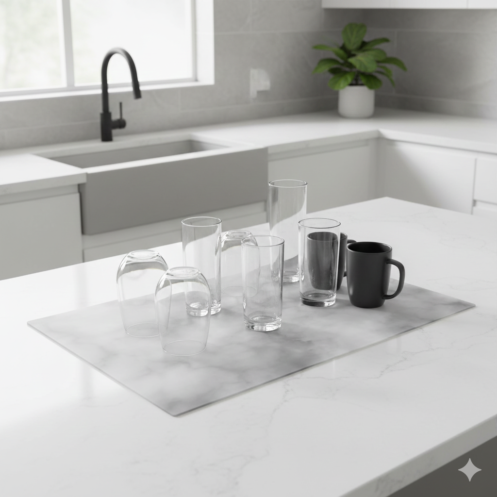 MR & MRS DESIGNER | White Marble Pattern Kitchen Countertop Silicone Mat 60x90cm