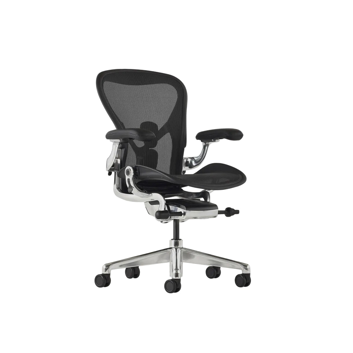 Herman Miller | Aeron Chair with Onyx Frame with Polished Aluminum Base