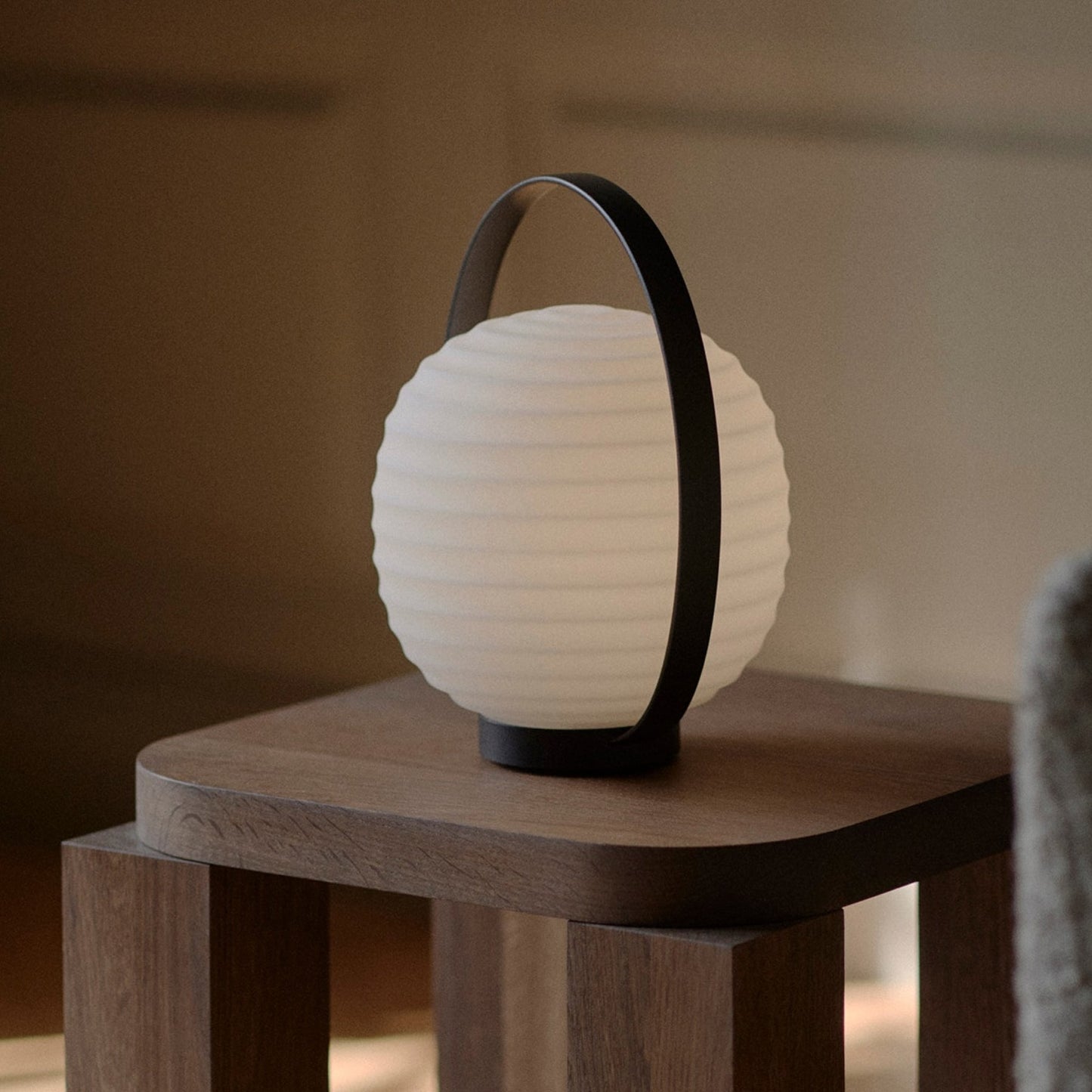 NEW WORKS | Lantern Portable Table Lamp - Frosted White Opal Glass
