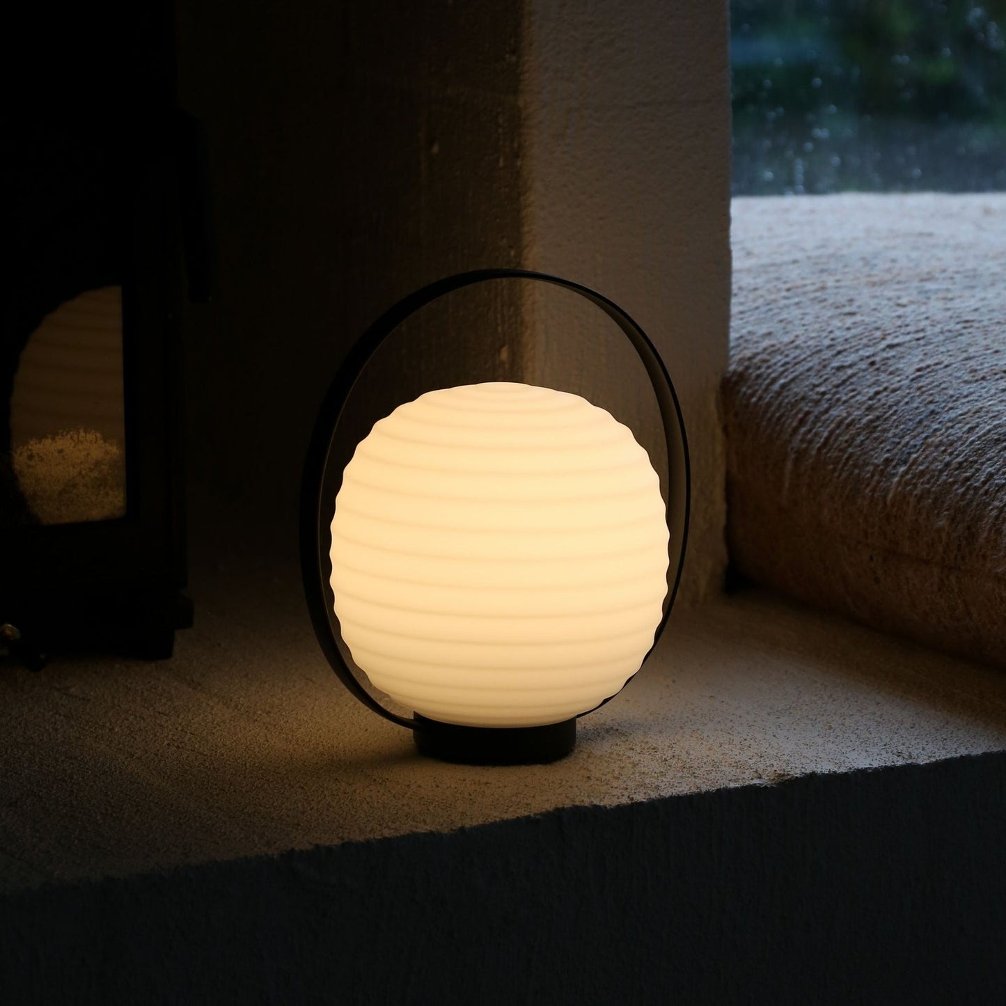 NEW WORKS | Lantern Portable Table Lamp - Frosted White Opal Glass