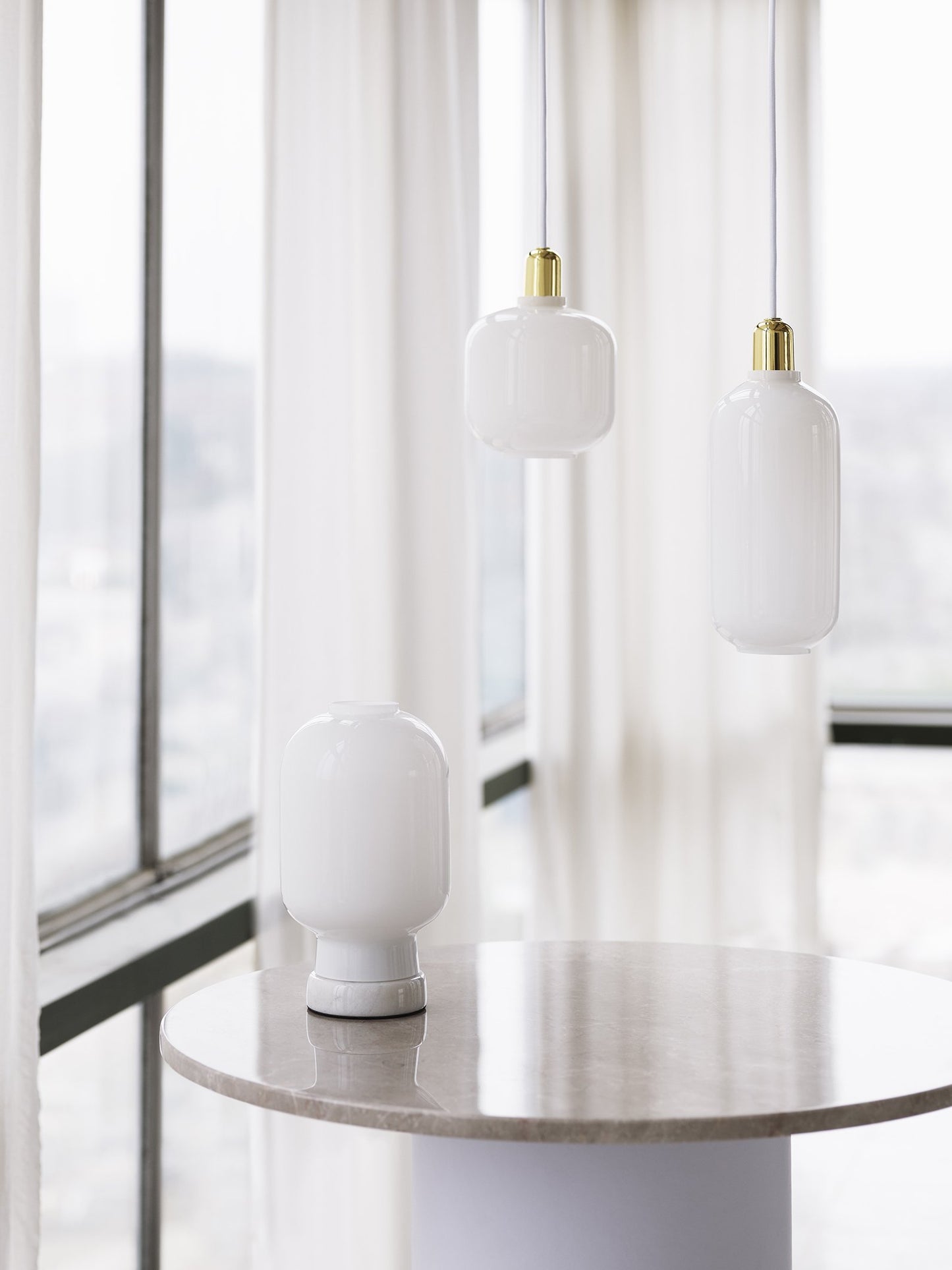 NORMANN COPENHAGEN | Amp Pendant Lamp White/Brass (Multiple Sizes)