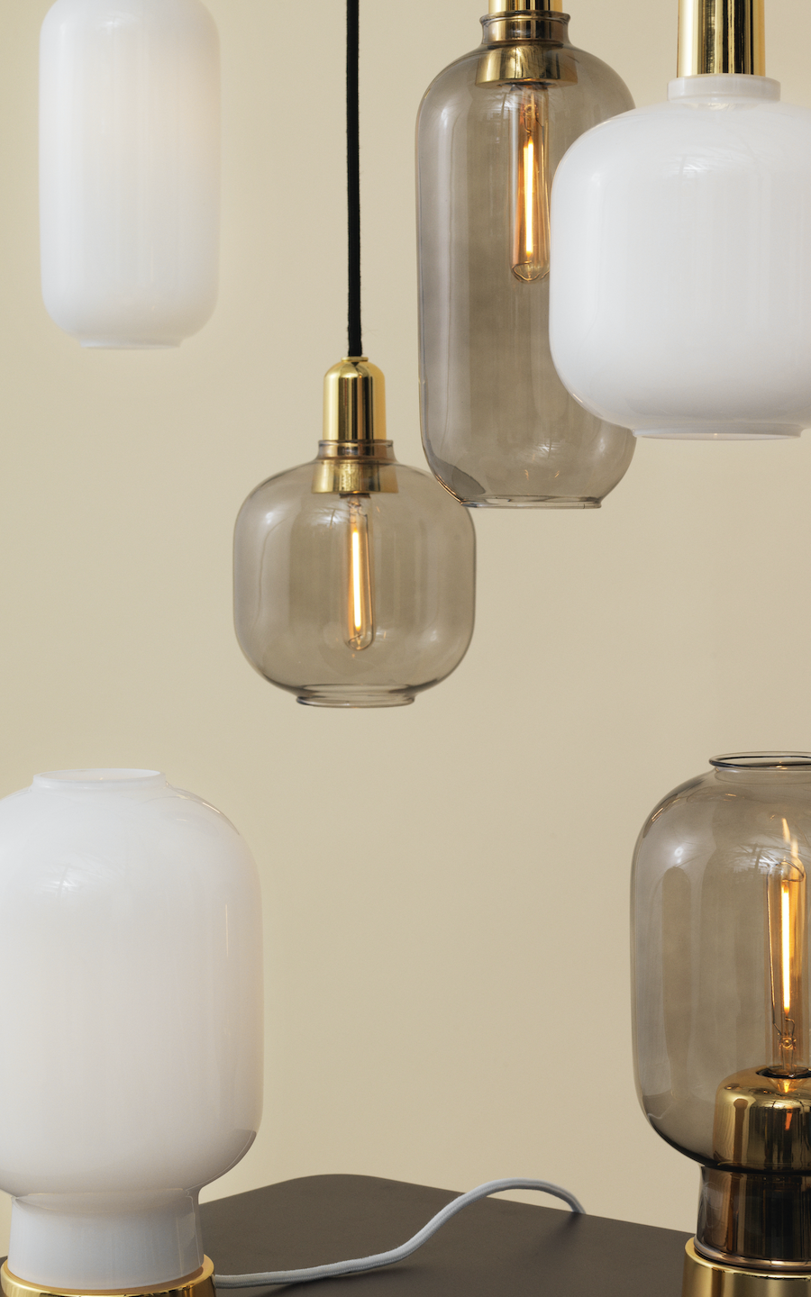 NORMANN COPENHAGEN | Amp Pendant Lamp White/Brass (Multiple Sizes)